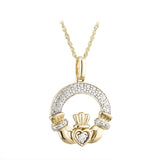 14k gold diamond irish claddagh necklace s45602 from Solvar