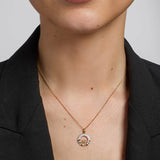 model wearing diamond irish claddagh necklace s45602 