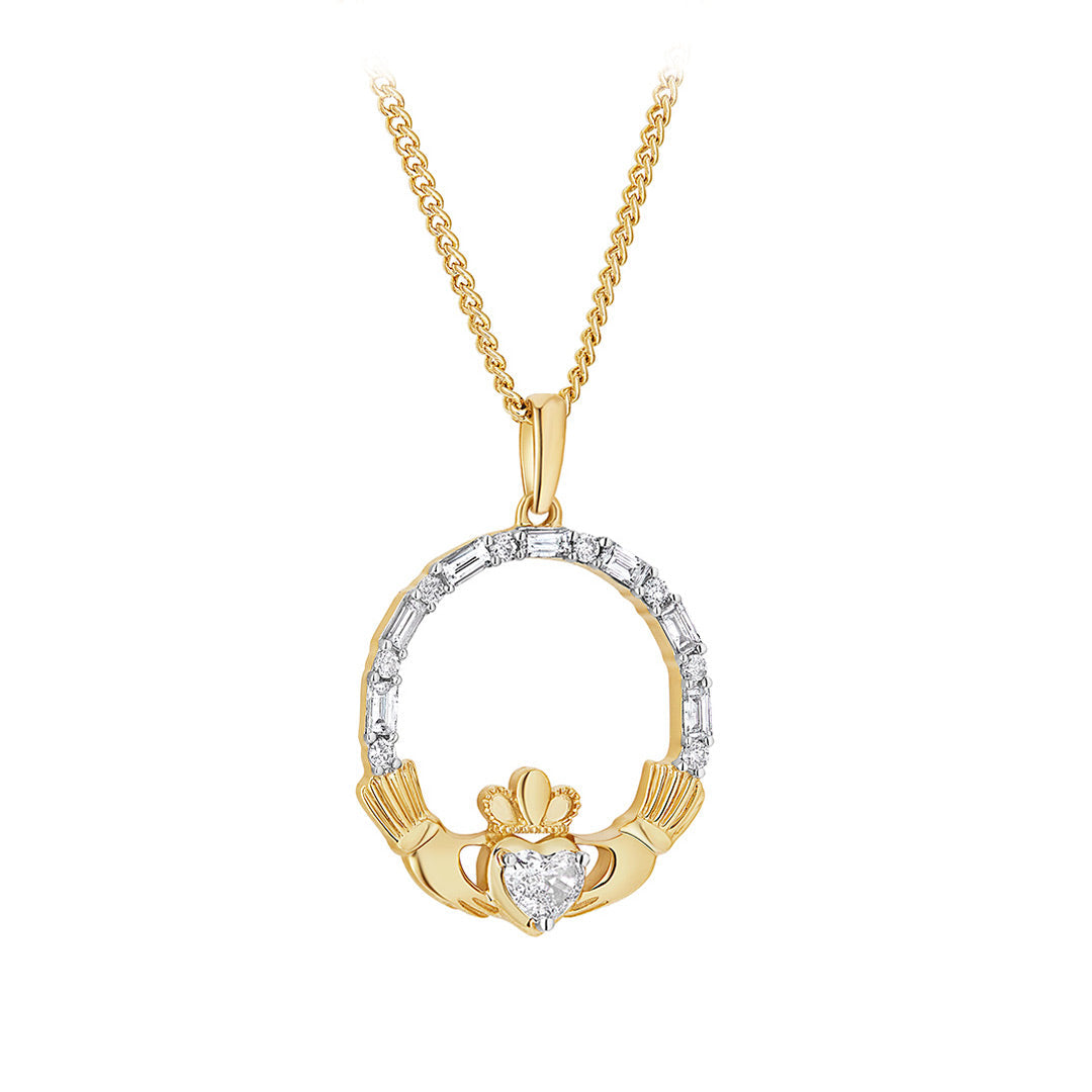 Product image of 14K Gold Diamond Heart Claddagh Pendant from Solvar jewellery