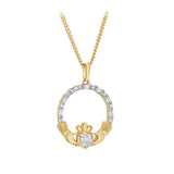Product image of 14K Gold Diamond Heart Claddagh Pendant from Solvar jewellery