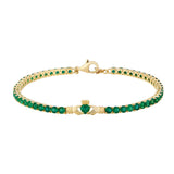 Product image of 14K Gold Emerald Claddagh Tennis Bracelet from Solvar jewellery