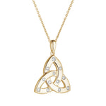 stock image of Solvar 18k gold flush set diamond large trinity knot necklace s47043