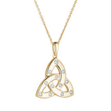 stock image of Solvar 18k gold flush set diamond large trinity knot necklace s47043