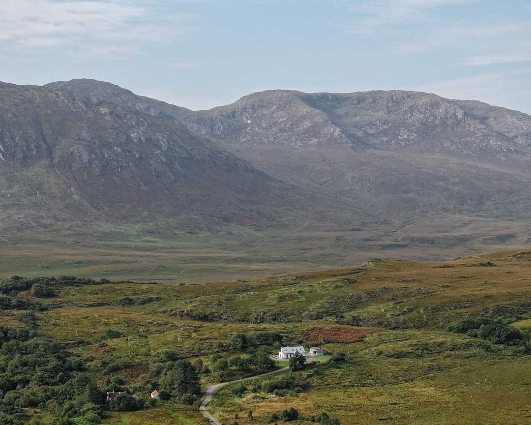 Green hills of the Connemara National Park in Ireland
