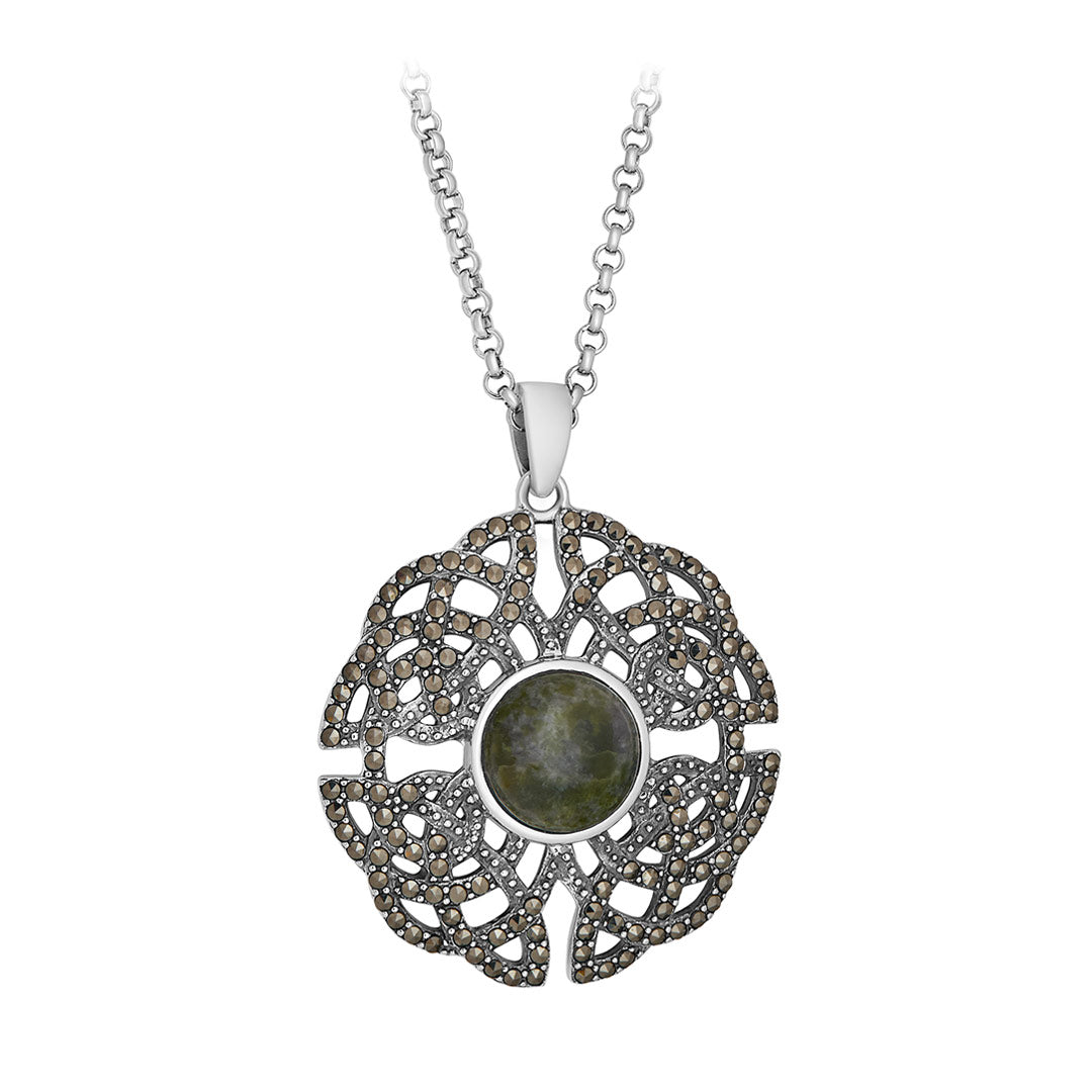 Product image of Marble & Marcasite Open Celtic Knotwork Pendant from Solvar jewellery