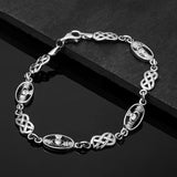 lifestyle image of silver Celtic Claddagh bracelet from Solvar