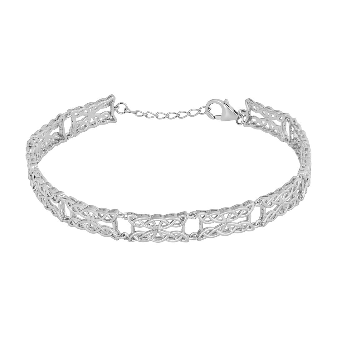 product image of silver celtic knotwork bracelet with an extension chain