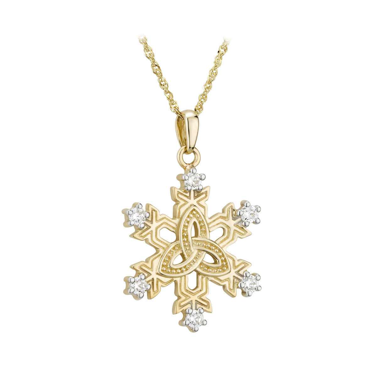 10 karat gold cubic zirconia celtic snowflake necklace from solvar.livees on 18 inch 10 karat gold rolo chain