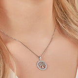 a model wearing silver celtic of tree of live necklace from Solvar