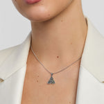 model wearing large Celtic Trinity knot pendant from Solvar