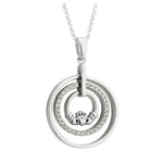 sterling silver cubic zirconia claddagh circle pendant s46340 from Solvar