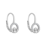 stock image of Sterling Silver Cz Round Claddagh huggie earrings from Solvar