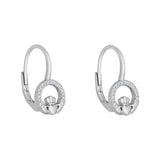 stock image of Sterling Silver Cz Round Claddagh huggie earrings from Solvar