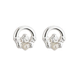 rhodium plated pearl claddagh earrings s33365 from Solvar