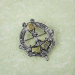 lifestyle image of Connemara marble Celtic brooch from Solvar