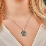 a model wearing connemara marble celtic necklace s46133 from Solvar