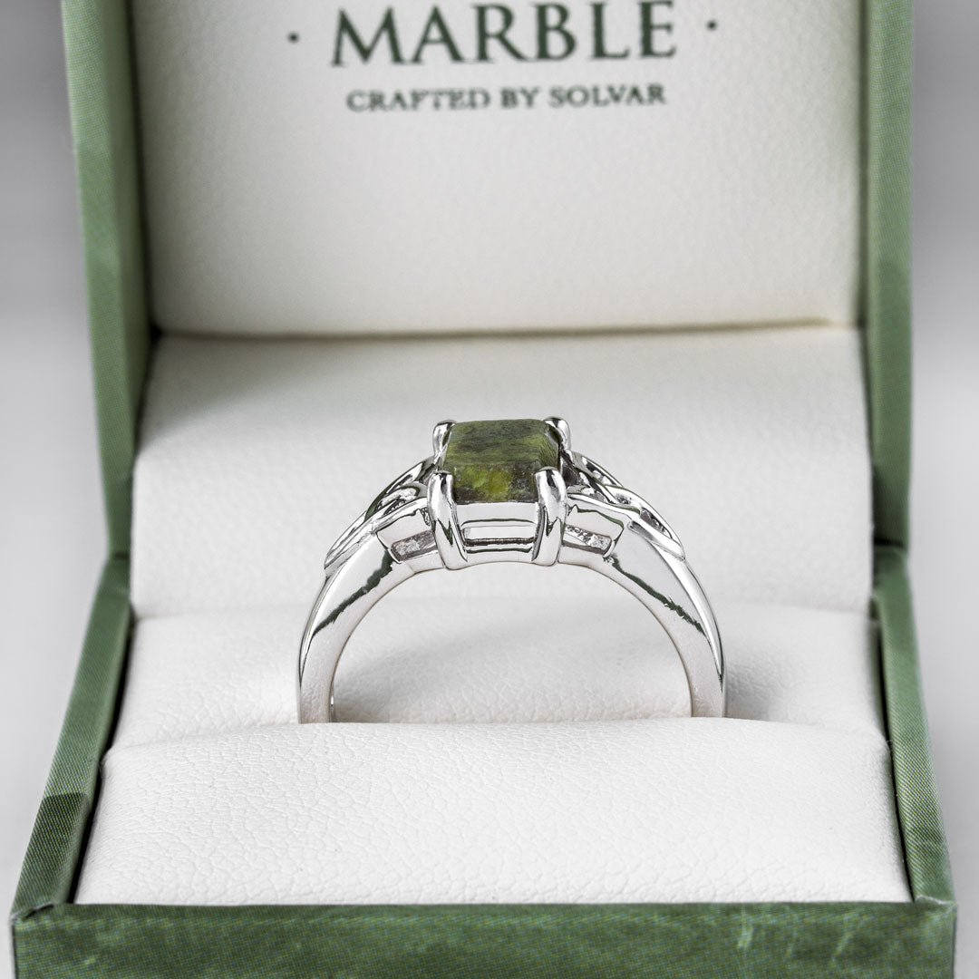 connemara marble celtic ring  s21118 in the Solvar gift box
