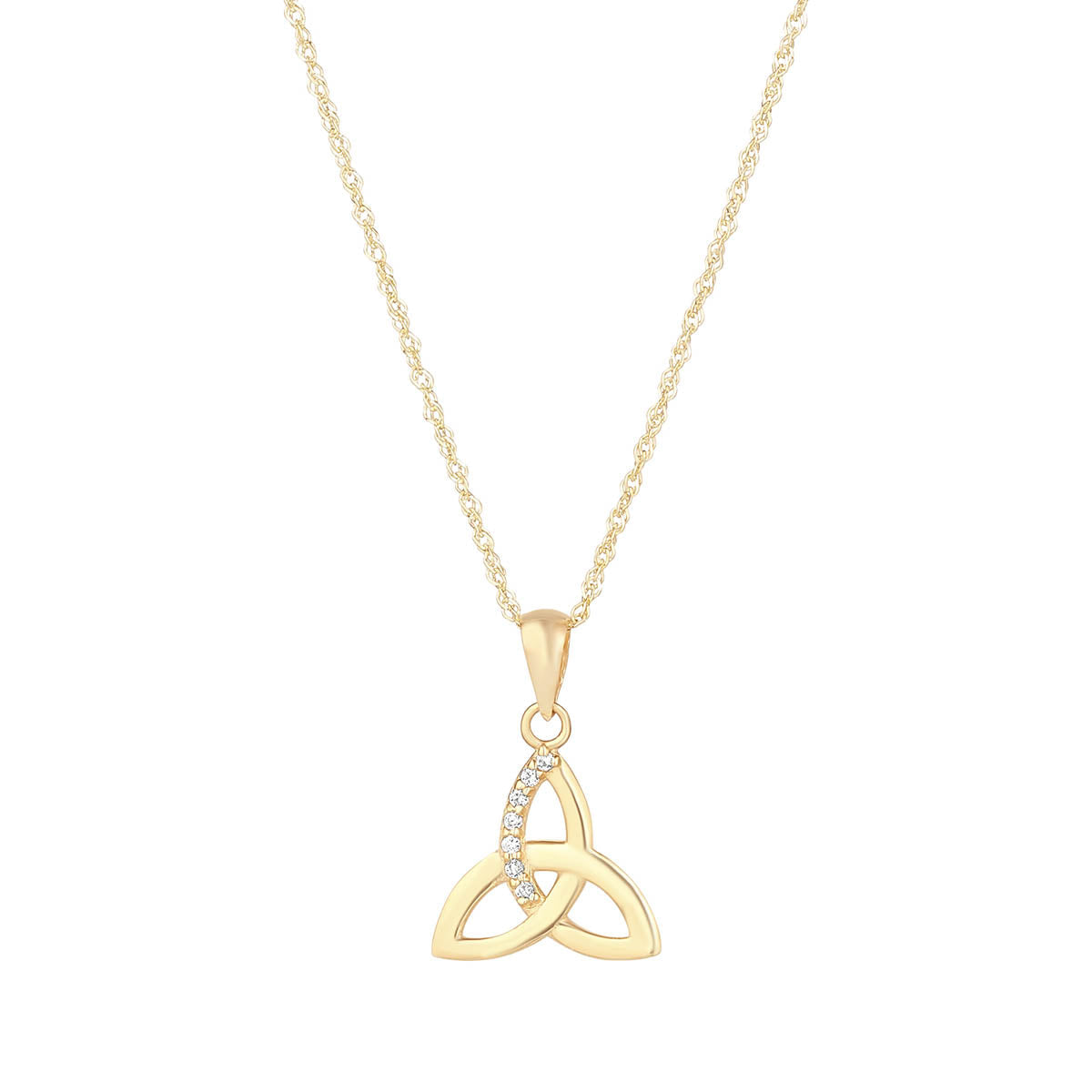 Solvar 10k gold cubic zirconia trinity knot necklace S46923