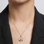 14k gold diamond claddagh pendant s46424 on a model 2