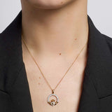 14k gold diamond claddagh pendant s46424 on a model 2