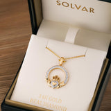 diamond Claddagh pendant in Solvar jewellery box