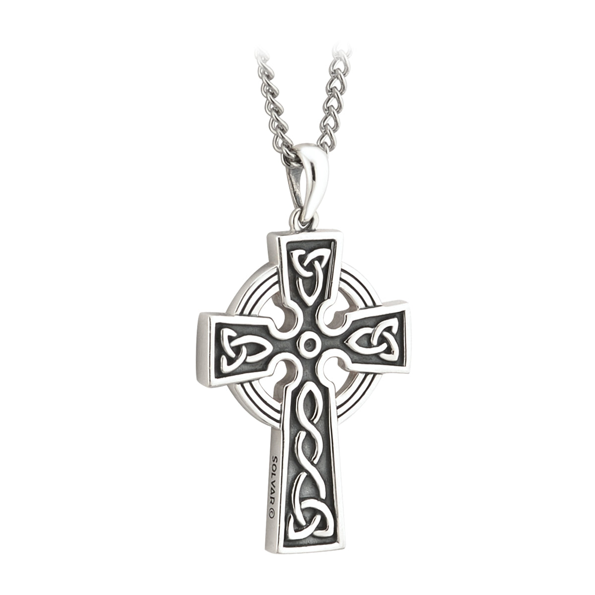  oxidised silver double-sided Celtic cross pendant s44865 from Solvar