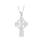 stock image of sterling silver embossed celtic cross pendant from Solvar