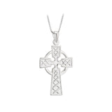 stock image of sterling silver embossed celtic cross pendant from Solvar