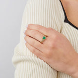 Solvar 14K Gold Emerald Celtic Knot Ring S21136 on a model