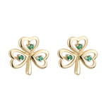 yellow gold three emerald set shamrock earrings s33484 from Solvar