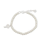 rhodium plated pearl and cross communion bracelet s5676 from Solvar