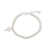 rhodium plated pearl and cross communion bracelet s5676 from Solvar