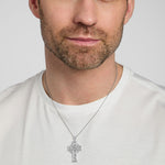 a male model wearing four Apostles' Celtic cross pendant from Solvar