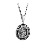 Oxidised sterling silver gents St Christopher round medal pendant S46843 from Solvar