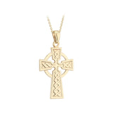 plain image of solvar gold celtic cross necklace on the white background