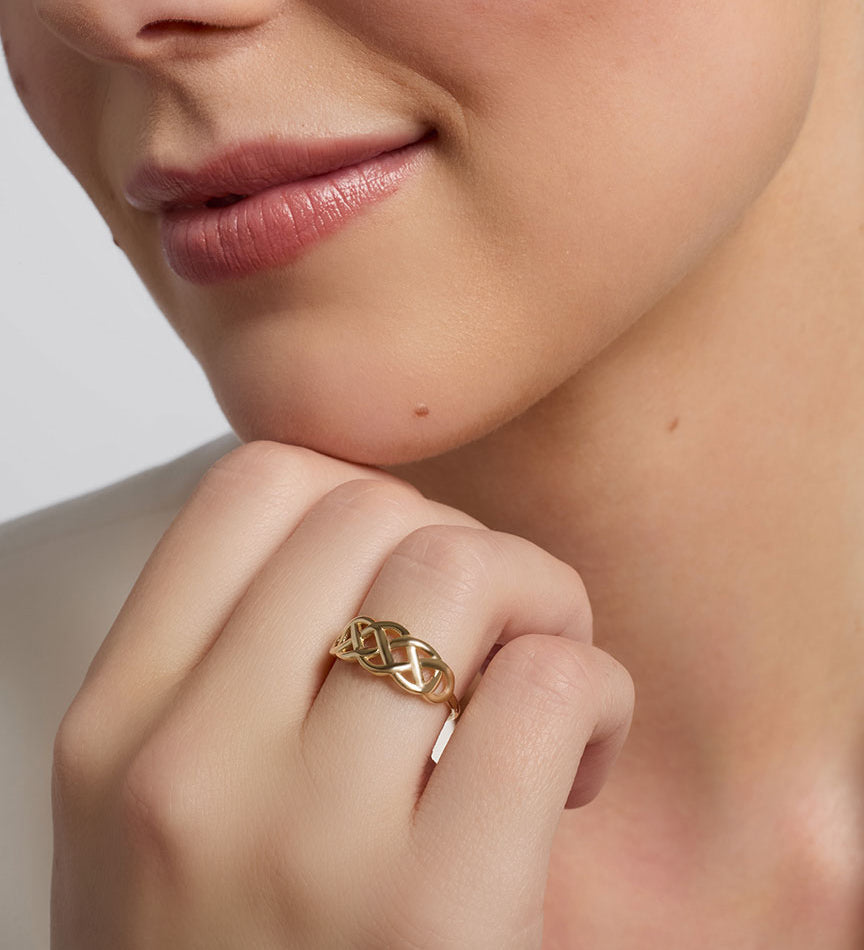 Solvar 10k gold woven celtic knot ring s21143