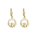 plain image of Solvar plain gold claddagh drop earrings on the white background