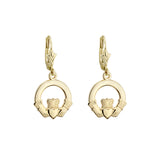 plain image of Solvar plain gold claddagh drop earrings on the white background