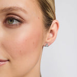 14K white gold emerald trinity knot stud earrings s3007 from Solvar on a model 1