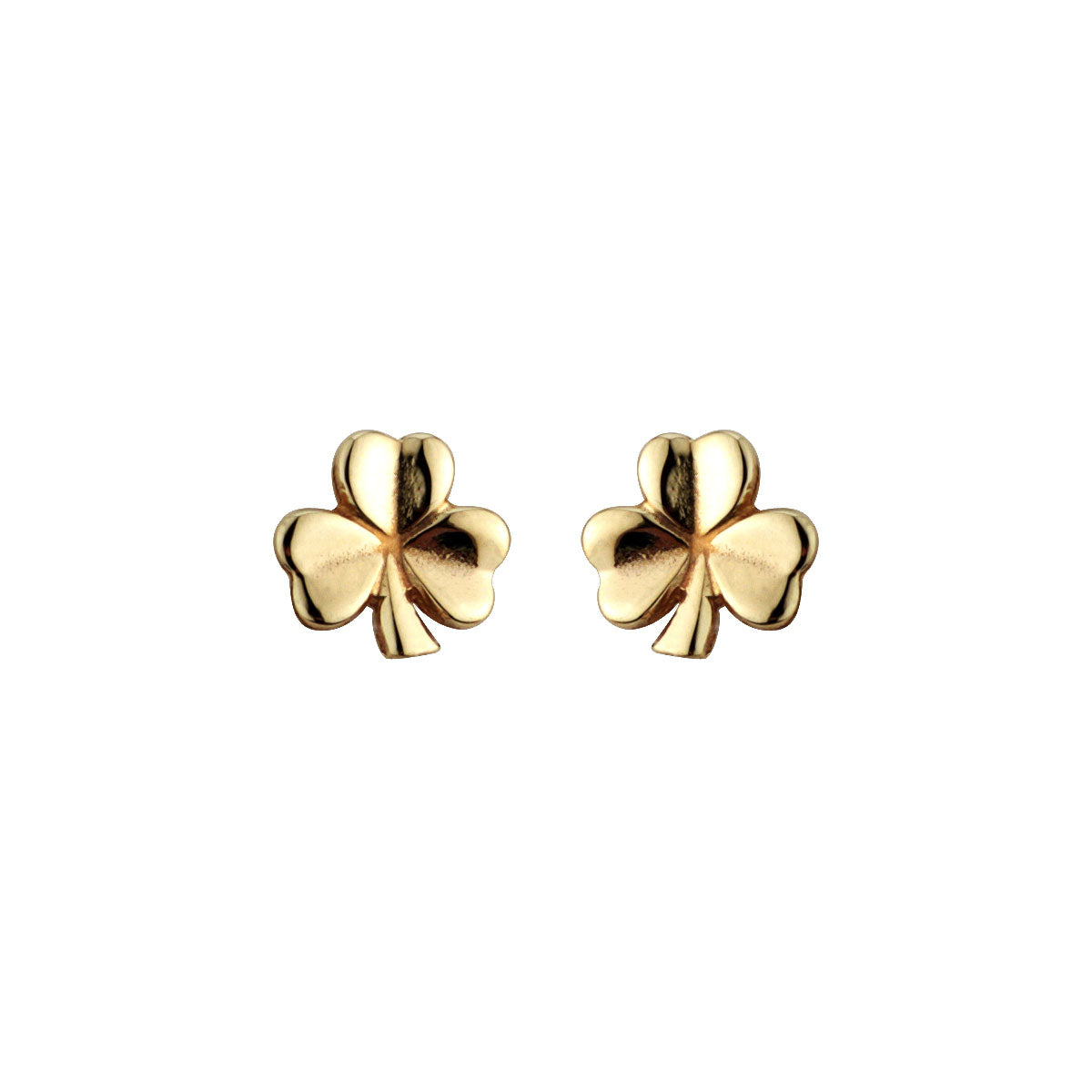 stock image of pain gold shamrock stud earrings from Solvar 