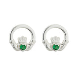 sterling silver green crystal claddagh stud earrings s33915 from Solvar
