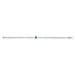 Image showcasing the green cubic zirconia  Claddagh heart tennis bracelet laid out in its open state.