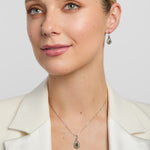 model wearing connemara marble celtic jewellery set from Solvar