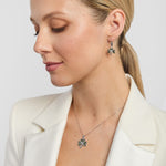 connemara marble shamrock jewellery set on a model