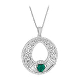 Product image of Green Cz Heart Celtic Claddagh Round Pendant from Solvar jewellery