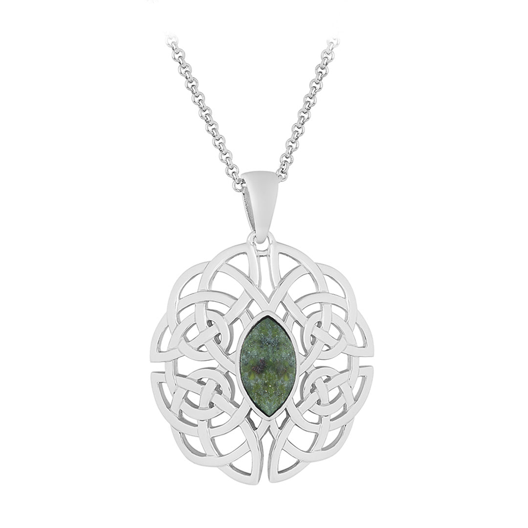 Product image of Sterling Silver Oval Marble Celtic Knot Pendant from Solvar jewellery