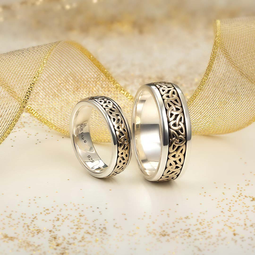 styled image of sterling silver and gold trinity knot band ring for her s21009 from Solvar