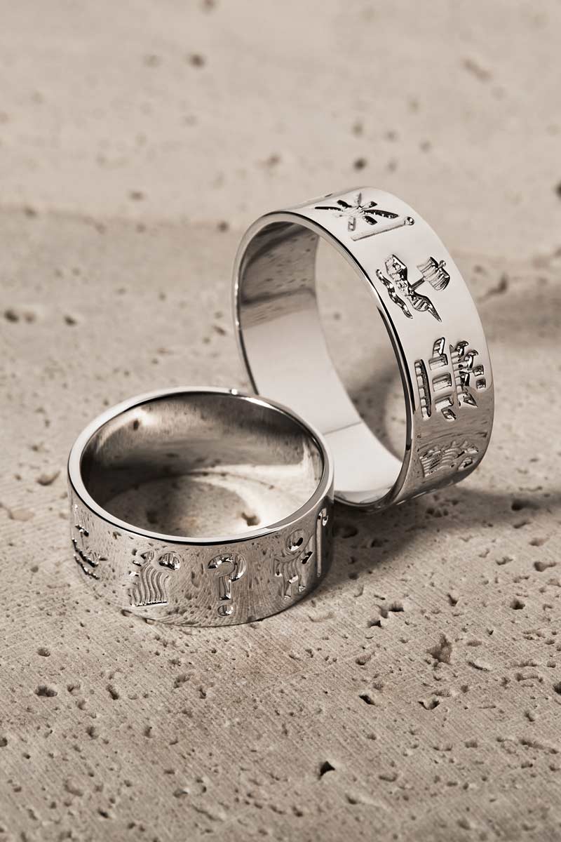 lifestyle image of history of Ireland symbols engraved on the rings 