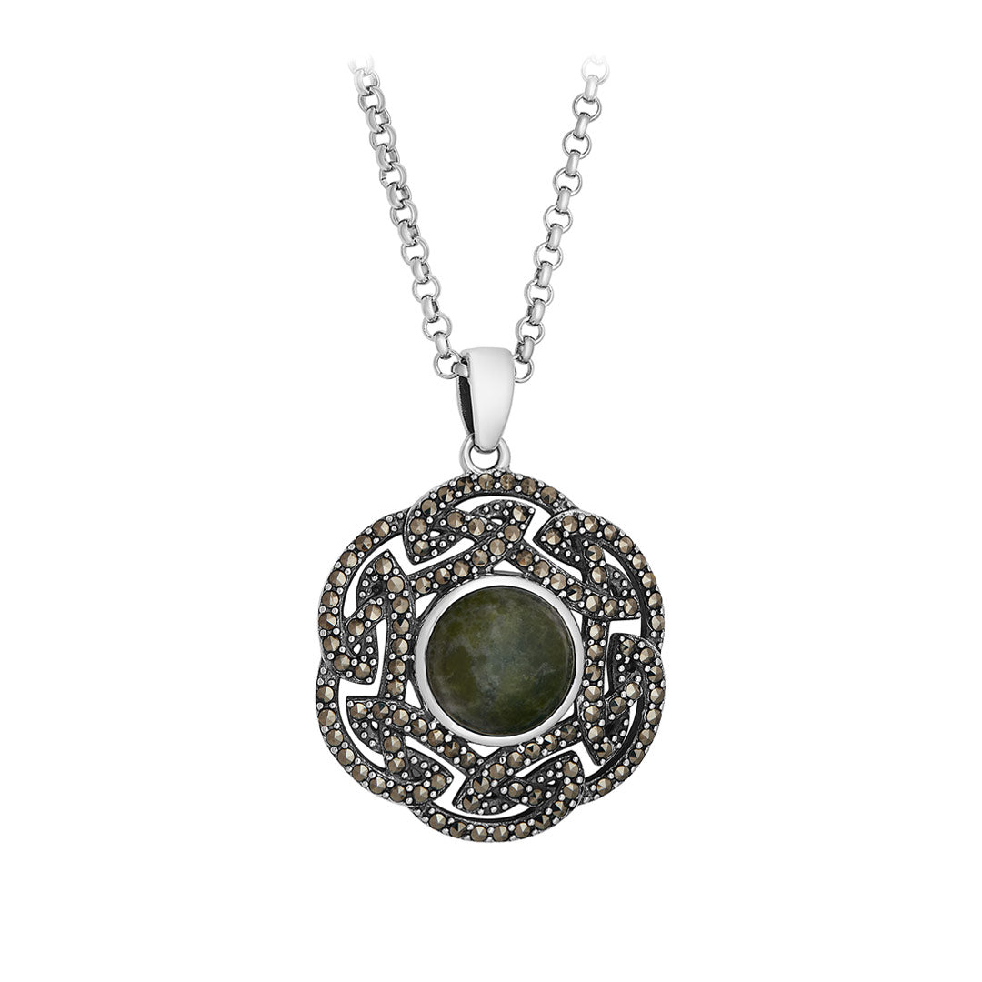 Product image of Marble & Marcasite Interwoven Celtic Knotwork Pendant from Solvar jewellery