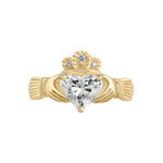 1.25ct lab grown diamond claddagh ring in 14k yellow gold